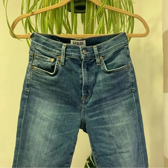 Agolde High Rise Skinny Jeans Amour Vert - Picture 8 of 9